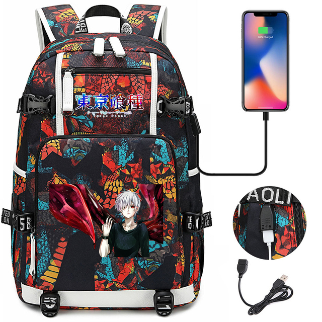 Ekskluzywny plecak szkolny na laptopa Tokyo Ghoul dla kobiet - wodoodporny, wielofunkcyjny z ładowaniem USB - Wianko - 17