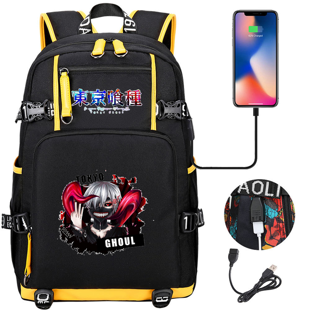 Ekskluzywny plecak szkolny na laptopa Tokyo Ghoul dla kobiet - wodoodporny, wielofunkcyjny z ładowaniem USB - Wianko - 14