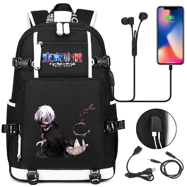 Ekskluzywny plecak szkolny na laptopa Tokyo Ghoul dla kobiet - wodoodporny, wielofunkcyjny z ładowaniem USB - Wianko - 10