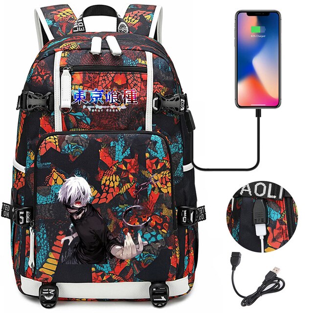 Ekskluzywny plecak szkolny na laptopa Tokyo Ghoul dla kobiet - wodoodporny, wielofunkcyjny z ładowaniem USB - Wianko - 18