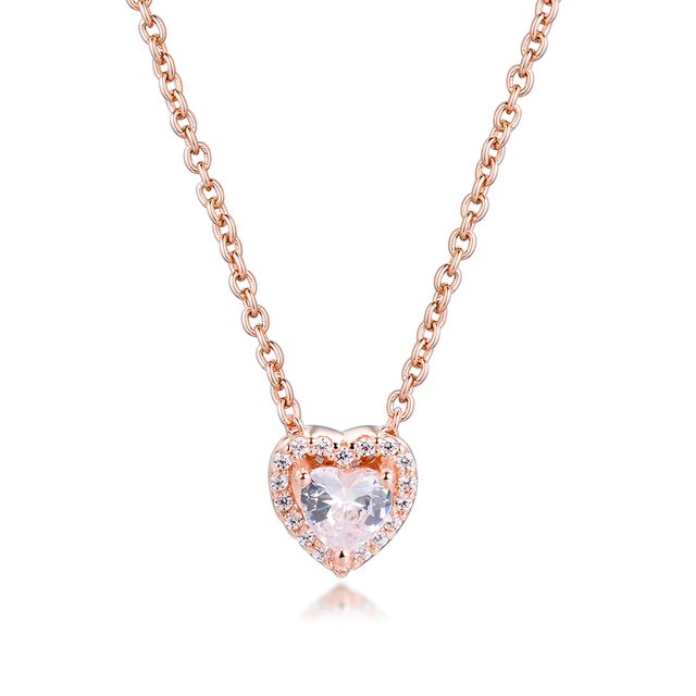 Naszyjnik mieniące się serce: oryginalna biżuteria z łańcuszkiem ze srebra próby 925, idealna na ślub oraz jako prezent dla kobiet - Wianko - 1
