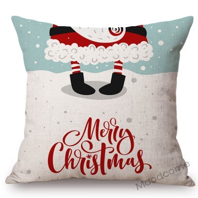 Sliczna bożonarodzeniowa poszewka na poduszke z motywem Świętego Mikołaja i komiksowymi postaciami - Wianko - 7