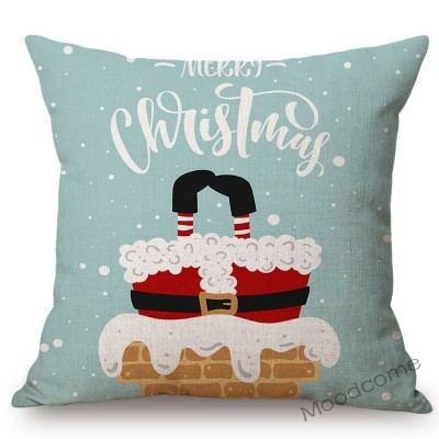 Sliczna bożonarodzeniowa poszewka na poduszke z motywem Świętego Mikołaja i komiksowymi postaciami - Wianko - 5