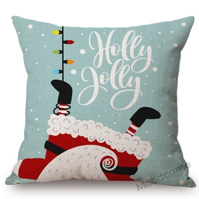 Sliczna bożonarodzeniowa poszewka na poduszke z motywem Świętego Mikołaja i komiksowymi postaciami - Wianko - 3