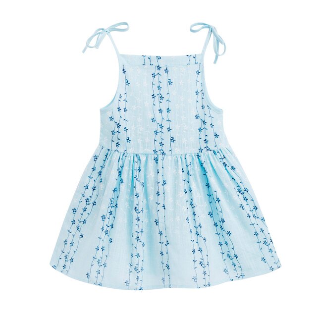 Sukienka dziewczęca bez rękawów - bawełniana, dla niemowląt i małych dziewczynek, kwiatowy wzór na ramiączkach, idealna na plażę i jako sukienka księżniczki - Wianko - 5