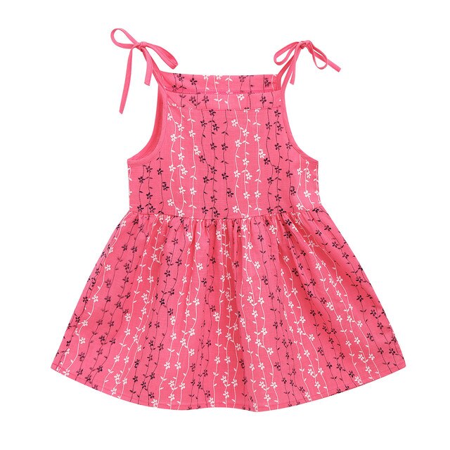 Sukienka dziewczęca bez rękawów - bawełniana, dla niemowląt i małych dziewczynek, kwiatowy wzór na ramiączkach, idealna na plażę i jako sukienka księżniczki - Wianko - 2