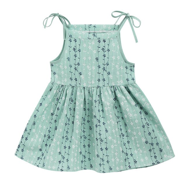 Sukienka dziewczęca bez rękawów - bawełniana, dla niemowląt i małych dziewczynek, kwiatowy wzór na ramiączkach, idealna na plażę i jako sukienka księżniczki - Wianko - 7