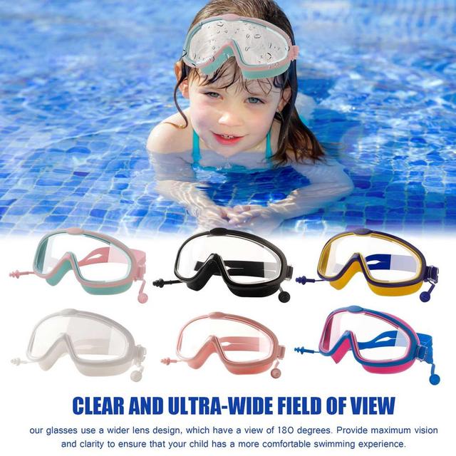 Profesjonalne okulary pływackie dziecięce z zatyczkami do uszu i przeciwmgielną soczewką - Wianko - 1