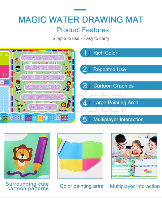 Dzieci alfabetowy mata do rysowania wodą z Doodle długopisem szczotkowym - zestaw malarski dla dzieci - Wianko - 5