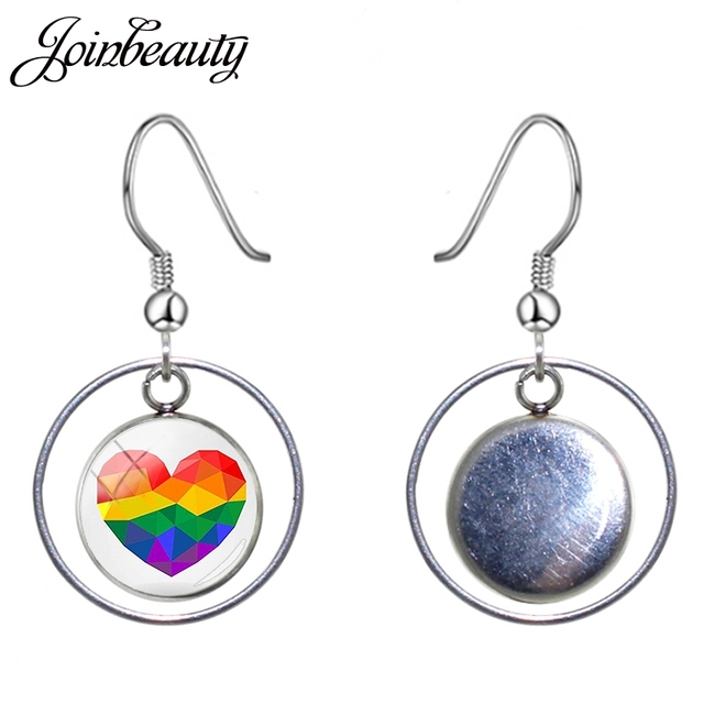 Kolczyki wiszące JOINBEAUTY Love Heart w kształcie koła z wizerunkiem kunsztu LGBT - Wianko - 1