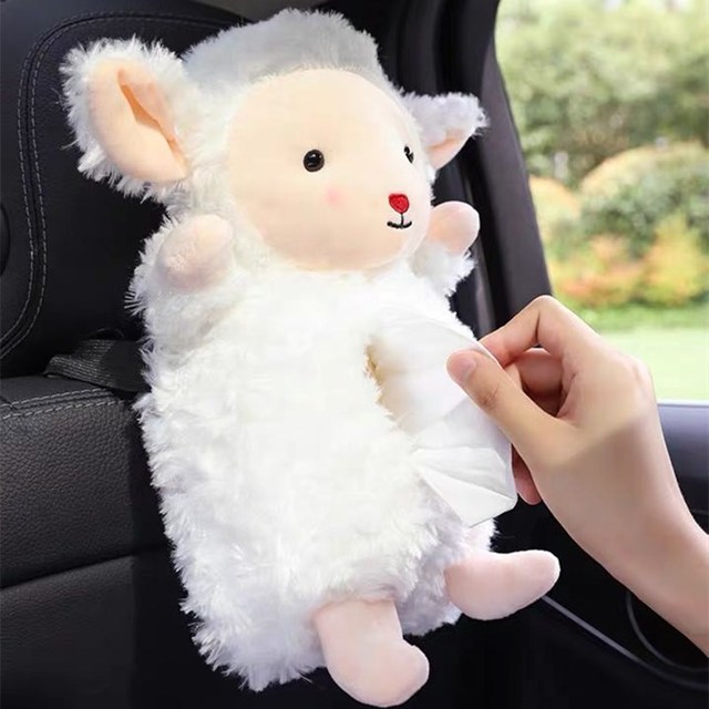 Pluszowa owieczka samochodowa Internet Celebrity ozdoba wisząca (pudełko na chusteczki) - prezent świąteczny - Wianko - 4