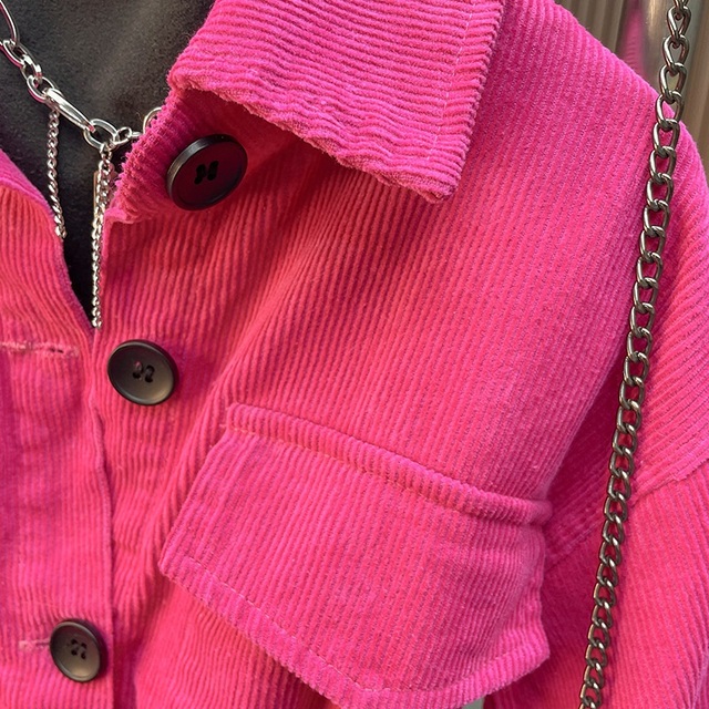 Długa kurtka sztruksowa dla dziewczynki z pasem biodrowym - wiosna/jesień, wysoka jakość - 1-10 lat - Wianko - 6