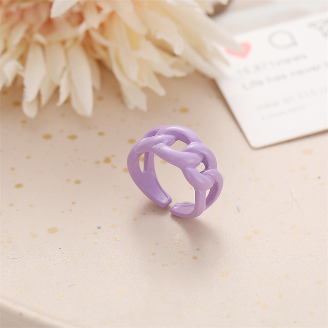 Pierścień metalowy z geometrycznym wzorem hiperboli w kolorowych kreatywnych cukierkach macaron dla kobiet - Wianko - 7