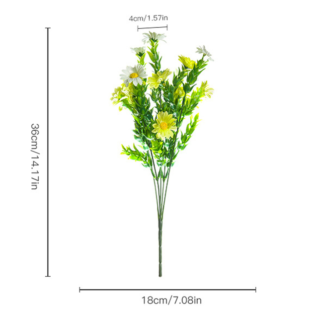 Bukiet 5 gałąź 15 głów sztucznych jedwabnych stokrotek do dekoracji świątecznych i ślubnych - Wianko - 1