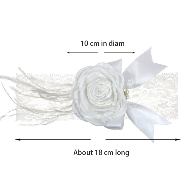 Pałąk z elastyczną miękką koronką z różowym jedwabnym wstążką, ozdobiony perłowymi kwiatami - 10 sztuk - Wianko - 2