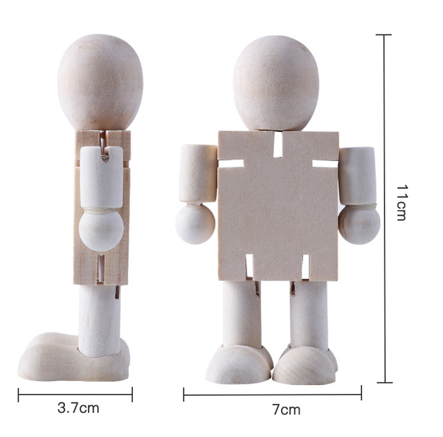 Lalka Peg z ruchomymi drewnianymi kończynami do samodzielnego malowania - zabawka DIY dla dzieci - Wianko - 2