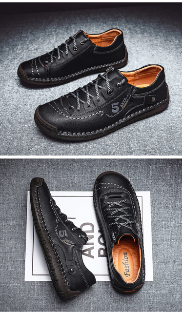 Męskie klasyczne skórzane buty rozmiar 39-49, antypoślizgowe, do jazdy samochodem i pracy - Wianko - 14