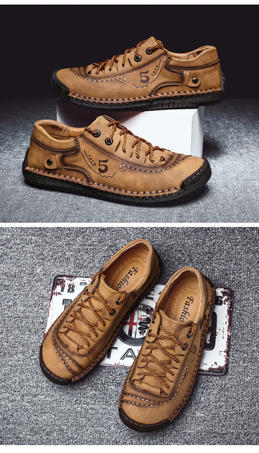 Męskie klasyczne skórzane buty rozmiar 39-49, antypoślizgowe, do jazdy samochodem i pracy - Wianko - 15