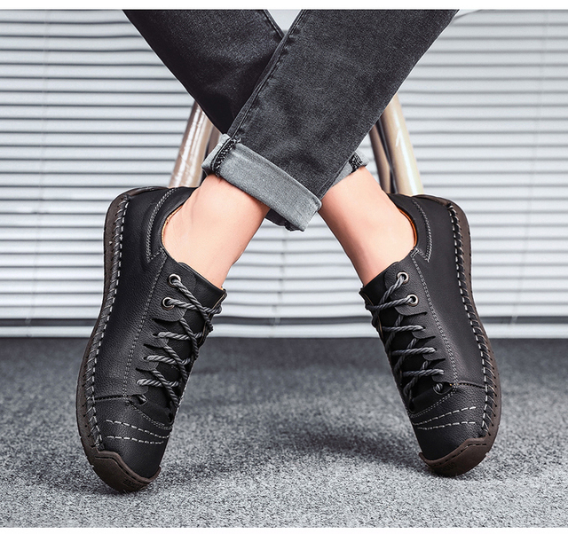 Męskie klasyczne skórzane buty rozmiar 39-49, antypoślizgowe, do jazdy samochodem i pracy - Wianko - 19