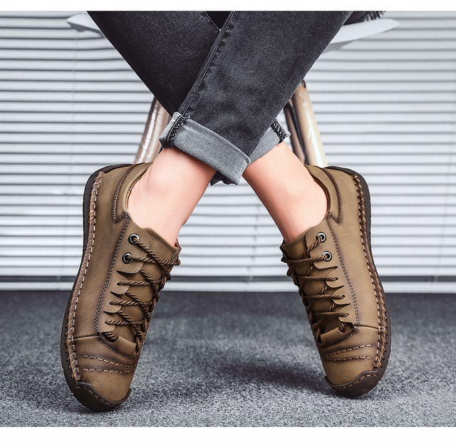 Męskie klasyczne skórzane buty rozmiar 39-49, antypoślizgowe, do jazdy samochodem i pracy - Wianko - 16