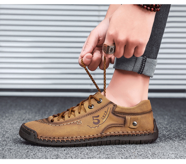 Męskie klasyczne skórzane buty rozmiar 39-49, antypoślizgowe, do jazdy samochodem i pracy - Wianko - 23