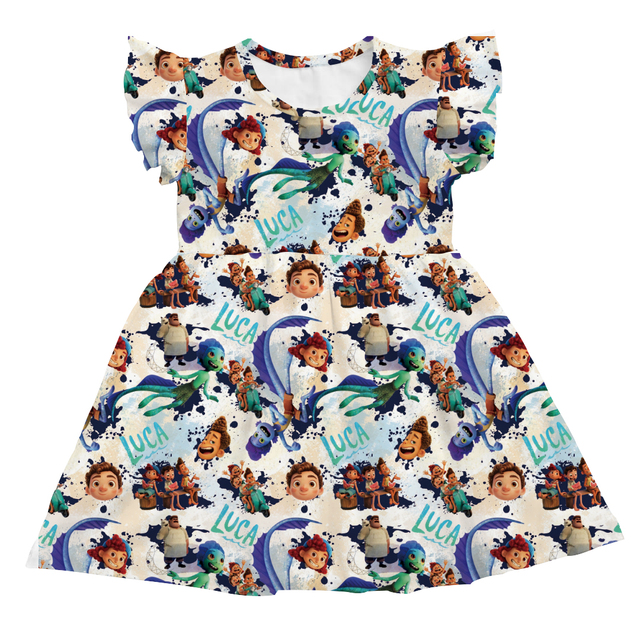 Luca - modna sukienka dla dziewczynki w kreskówkowy wzór, idealna na przyjęcie urodzinowe - Wianko - 1