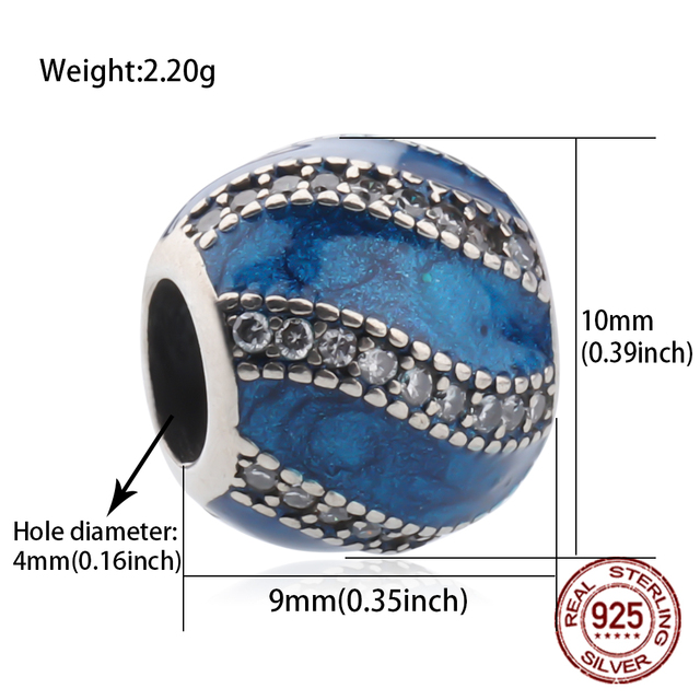 Koraliki z okrągłym emaliowanym charmem, wykonane z 925 Sterling Silver, duża dziura, idealne na biżuterię ręcznie robioną dla kobiet - Wianko - 7