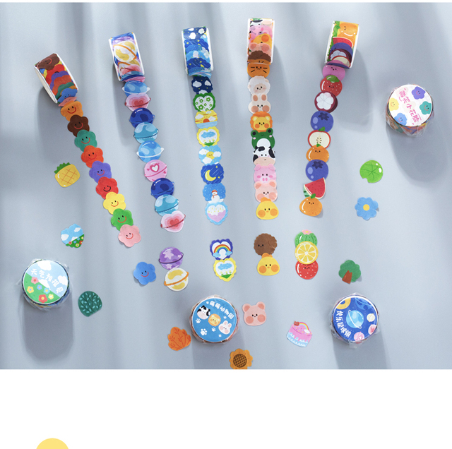 Taśma samoprzylepna Mr.Paper 8 wzorów, 100 sztuk/rolka, mleczna seria Cartoon Style, kreatywny i śliczny dekoracyjny materiał Washi, DIY ręcznie robione - Wianko - 6