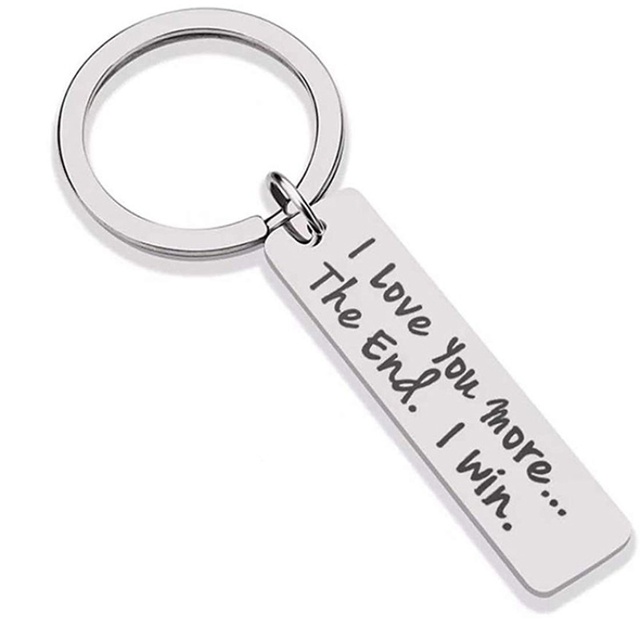 Brelok na klucze - Niestandardowy amulet miłosny z stali nierdzewnej z wygrawerowanym wyrażeniem Kocham Cię, idealny prezent dla małżonków - Wianko - 8