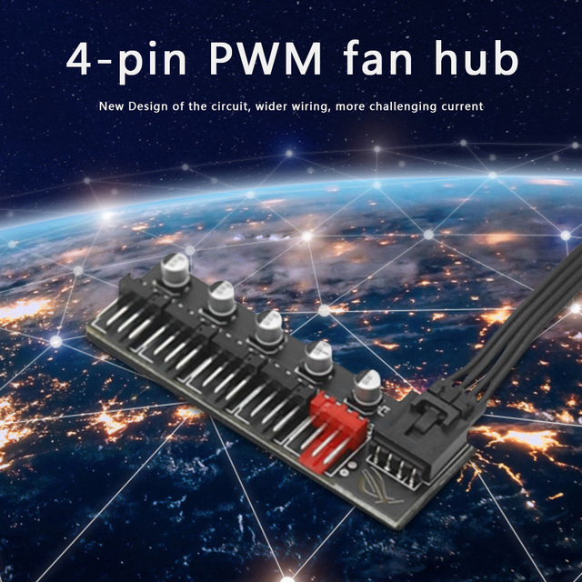 Przedłużacz rękawa zasilającego dla chłodnicy PC FanHub z 5 portami, kompatybilny z 4 Pin PWM, z funkcją podziału prędkości - Wianko - 4