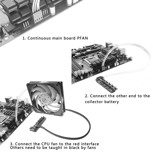 Przedłużacz rękawa zasilającego dla chłodnicy PC FanHub z 5 portami, kompatybilny z 4 Pin PWM, z funkcją podziału prędkości - Wianko - 10