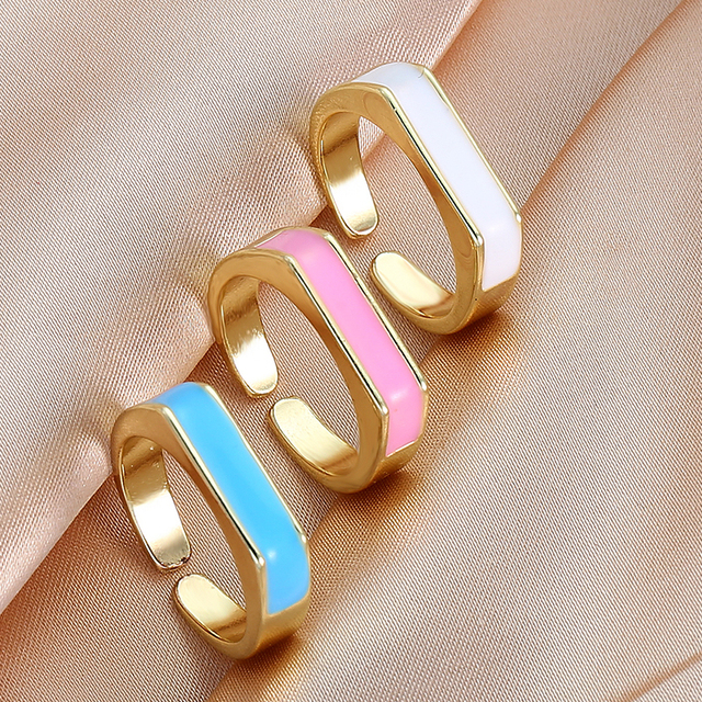 Pierścień dla kobiety 2021, cukierkowy kolor, geometryczny motyw, regulowany, wysokiej klasy moda, popularny prezent świąteczny - Wianko - 2