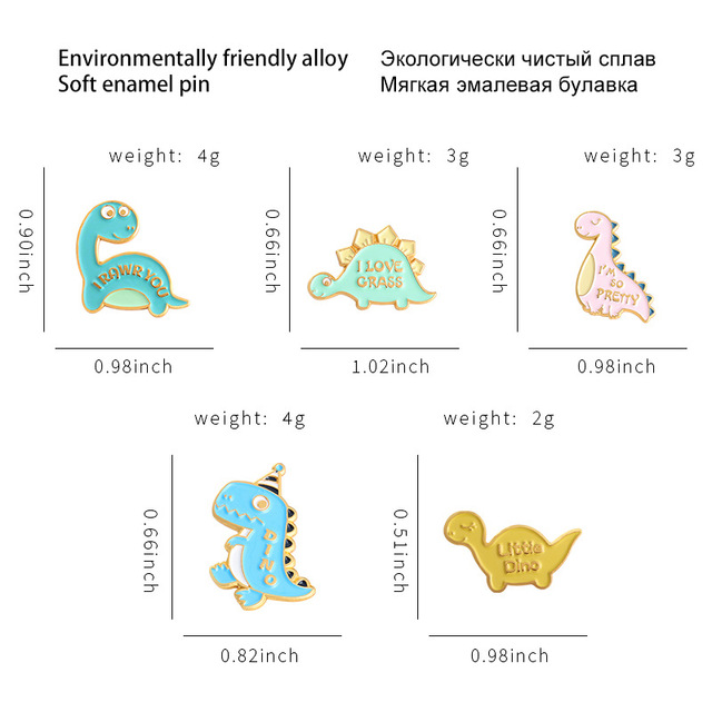 Kreskówki dinozaur broszka emaliowana na klapy - moda Anime, ozdobne metalowe szpilki dla kobiet - Wianko - 1