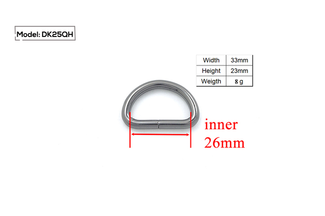 Niklowane d-ringi 25mm - akcesoria krawieckie - metalowe płaskie dee ring 8 rodzajów - Wianko - 6