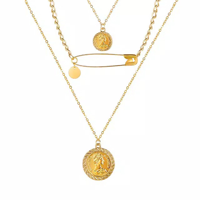 Retro naszyjnik ZYZQ z mapą świata w kształcie księżyca - złoto, wielowarstwowy, dla kobiet - Wianko - 18