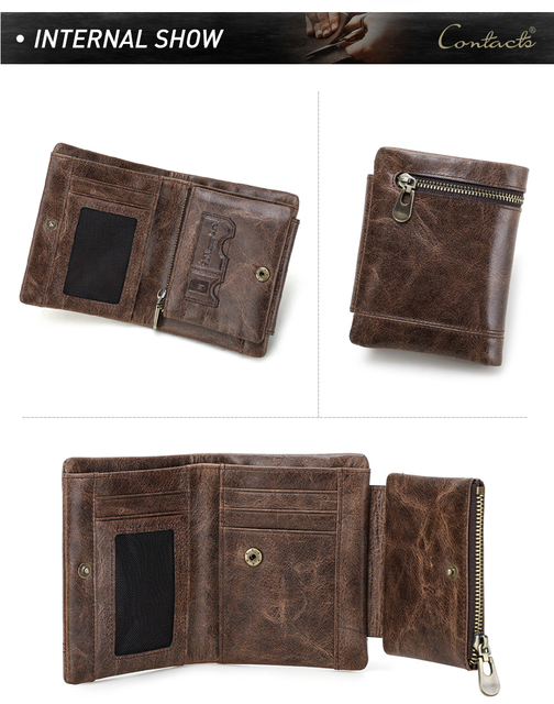 Luksusowy portfel męski z prawdziwej skóry - zamek, portmonetka, karty SD - Wianko - 20