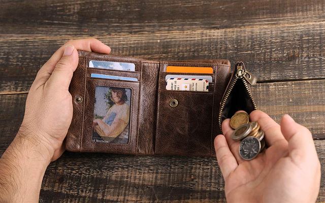 Luksusowy portfel męski z prawdziwej skóry - zamek, portmonetka, karty SD - Wianko - 7