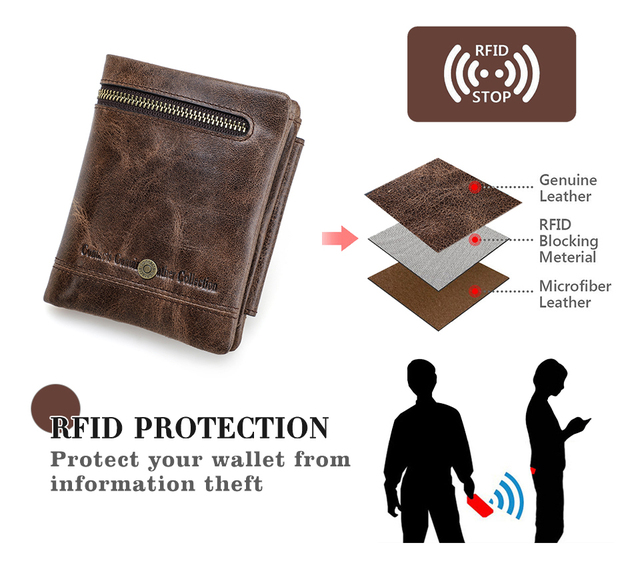 Luksusowy portfel męski z prawdziwej skóry - zamek, portmonetka, karty SD - Wianko - 16