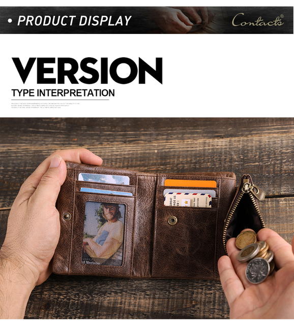 Luksusowy portfel męski z prawdziwej skóry - zamek, portmonetka, karty SD - Wianko - 18