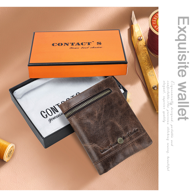 Luksusowy portfel męski z prawdziwej skóry - zamek, portmonetka, karty SD - Wianko - 12