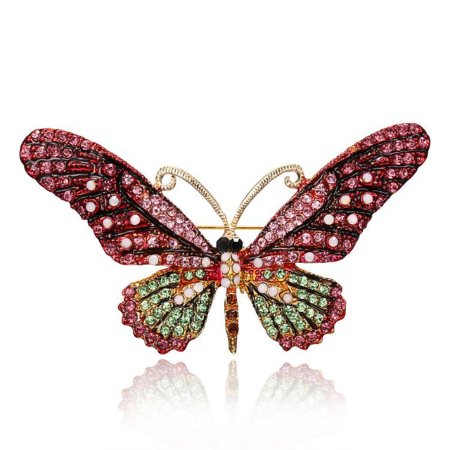 Broszka RINHOO emalia motylkowa z błyszczącymi strasami - Wianko - 15