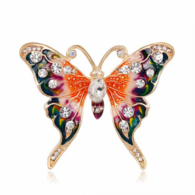 Broszka RINHOO emalia motylkowa z błyszczącymi strasami - Wianko - 19