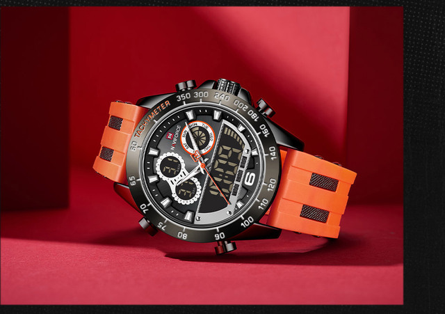 Męskie zegarki NAVIFORCE - moda, pomarańczowy pasek, cyfrowy chronograf, kwarcowy, wojskowy, wodoodporny - Wianko - 18