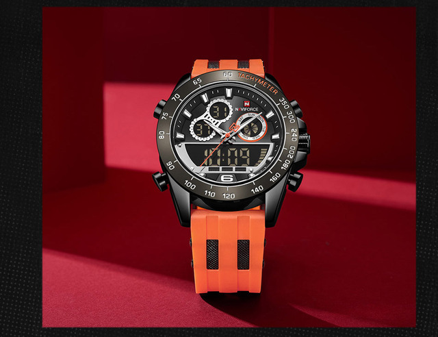 Męskie zegarki NAVIFORCE - moda, pomarańczowy pasek, cyfrowy chronograf, kwarcowy, wojskowy, wodoodporny - Wianko - 17