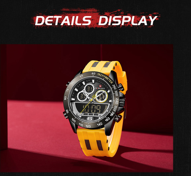 Męskie zegarki NAVIFORCE - moda, pomarańczowy pasek, cyfrowy chronograf, kwarcowy, wojskowy, wodoodporny - Wianko - 15