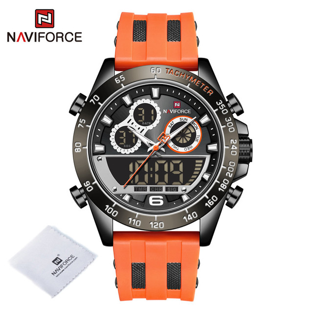 Męskie zegarki NAVIFORCE - moda, pomarańczowy pasek, cyfrowy chronograf, kwarcowy, wojskowy, wodoodporny - Wianko - 14