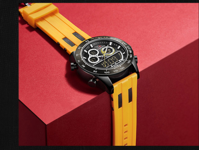Męskie zegarki NAVIFORCE - moda, pomarańczowy pasek, cyfrowy chronograf, kwarcowy, wojskowy, wodoodporny - Wianko - 16