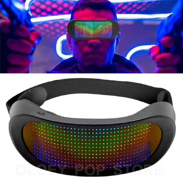 Nowe kolorowe okulary LED dynamiczne z aplikacją Bluetooth - futurystyczna elektroniczna lampa na imprezy Bar KTV - Wianko - 21