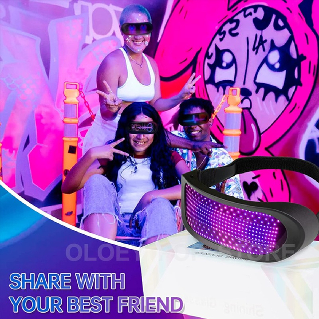 Nowe kolorowe okulary LED dynamiczne z aplikacją Bluetooth - futurystyczna elektroniczna lampa na imprezy Bar KTV - Wianko - 1