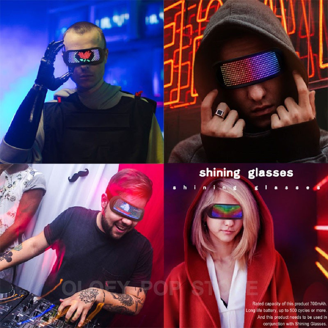 Nowe kolorowe okulary LED dynamiczne z aplikacją Bluetooth - futurystyczna elektroniczna lampa na imprezy Bar KTV - Wianko - 22